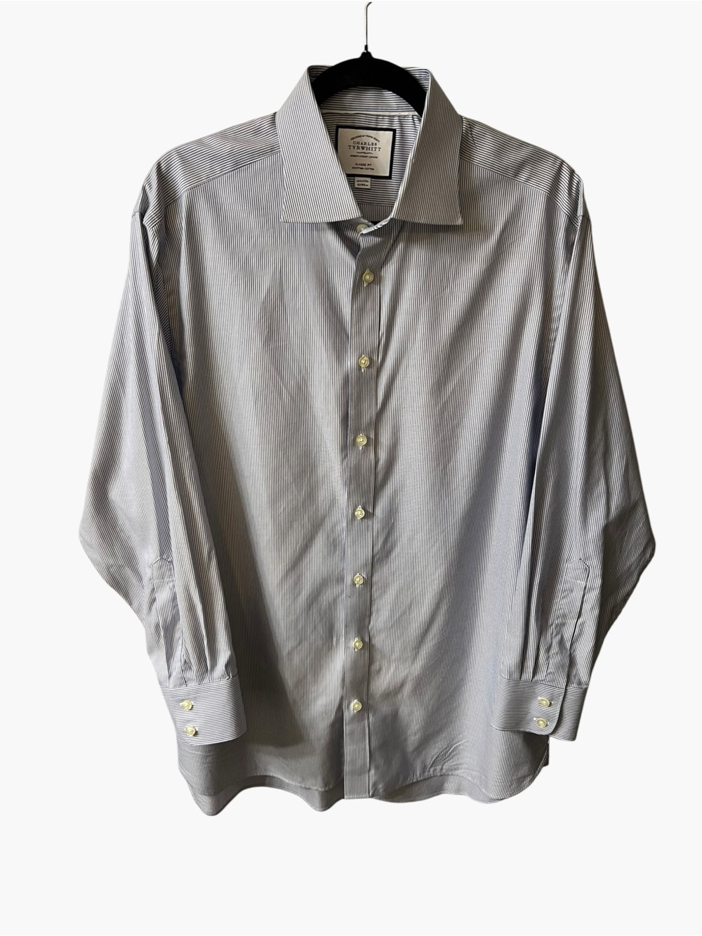 Charles Tyrwhitt Men's Light Blue Pinstripe Dress Shirt